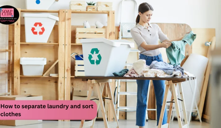 Modern laundry room with washer and dryer, colorful clothes, and neatly folded towels.