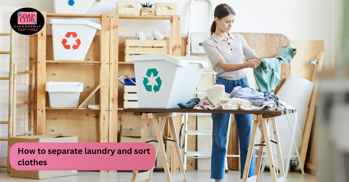 Modern laundry room with washer and dryer, colorful clothes, and neatly folded towels.